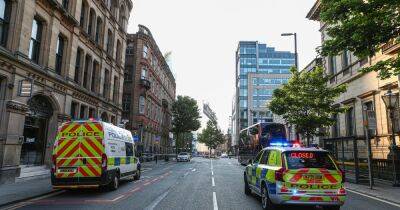 Man 'on roller skates' suffers head injuries after being hit by double decker bus in Manchester city centre