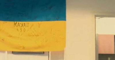 Ukraine inspired by changing room flag bearing personal messages from soldiers in war zone