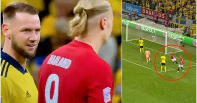 Erling Haaland celebrates in Swedish defender's face after being called a 'w**re'