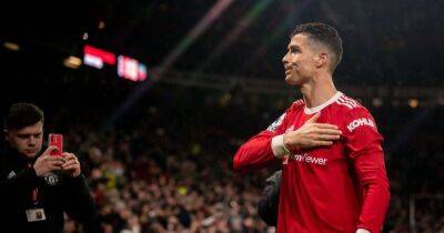 Cristiano Ronaldo reacts to winning Manchester United player of year award