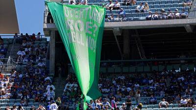 Activist group unfurls pro-choice banner during Dodgers-Mets game in Los Angeles