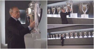 Real Madrid's president putting Champions League title in the cabinet is a huge flex