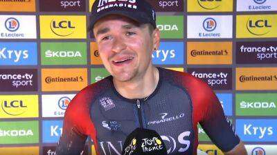 Ineos Grenadiers - Tom Pidcock - Britain's Tom Pidcock reacts jubilantly to record-breaking debut Tour de France stage win on iconic Alpe d’Huez - eurosport.com - Britain - France - Colombia