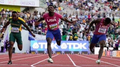 Marcell Jacobs - Fred Kerley - Marvin Bracy - Fred Kerley crowned 100m world champion as US secures clean sweep in Eugene - bt.com - Britain - Italy - Usa -  Tokyo - state Oregon