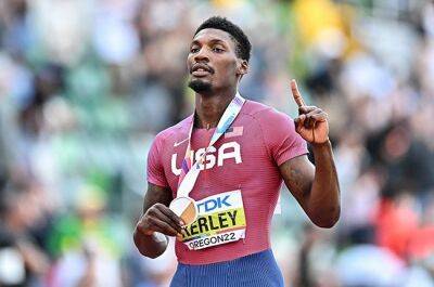 Christian Coleman - Marcell Jacobs - Fred Kerley - Marvin Bracy - Kerley wins world 100m gold in US clean sweep - news24.com - Italy - Usa -  Doha -  Tokyo - state Oregon - county Mitchell