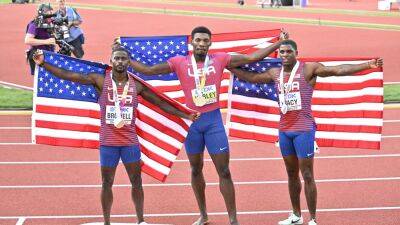 Fred Kerley wins 100m world title with Marvin Bracy and Trayvon Brommell making it a US clean sweep