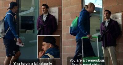 Man City players are pranked by Greeters Guild comedian Troy Hawke