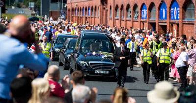 Andy Goram Rangers respects paid as fans pack streets outside Ibrox as funeral cortege passes