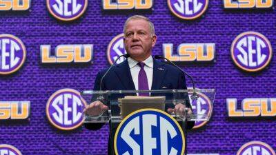 Brian Kelly - New LSU coach Brian Kelly talks NIL, leaving Notre Dame and favorite southern cuisine at first SEC Media Days - espn.com -  Boston - state Michigan - state Louisiana -  Cincinnati - county Scott