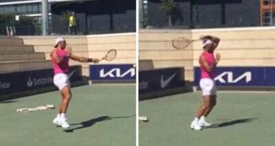 Rafael Nadal trains for the first time since quitting Wimbledon injured in US Open boost