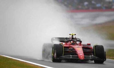 Max Verstappen - Sergio Perez - Charles Leclerc - Carlos Sainz - Carlos Sainz shines in Silverstone deluge to take British F1 GP pole - theguardian.com - Britain - county Lewis - county George - county Hamilton - county Russell