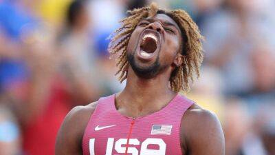 Sprinter Noah Lyles sets American record in 200 meters, wins world title in 19.31 seconds as U.S. men take top 3 spots at track and field championships