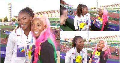 Dina Asher-Smith & Shelly-Ann Fraser-Pryce share hilarious interview after 200m final