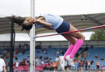 Qi'-Chi Akpai, from Canterbury, wins high jump gold at the National English Schools Championships