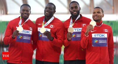 World Athletics Championships: Canada stun US to win men's 4x100 relay gold