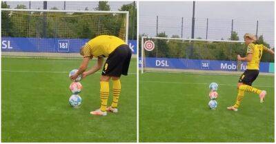 Erling Haaland: Man City star's insane three-ball training drill at Dortmund