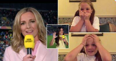 Euro 2022: Young England fan's adorable reaction as Gabby Logan gives her final tickets