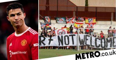 Atletico Madrid fans protest against signing Cristiano Ronaldo from Manchester United
