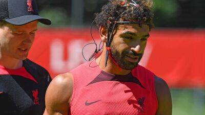 Jurgen Klopp - Diogo Jota - Darwin Núñez - Mohamed Salah wears special sensors during training for Man City clash - in pictures - thenationalnews.com - Britain - Manchester - Germany - Portugal -  Man