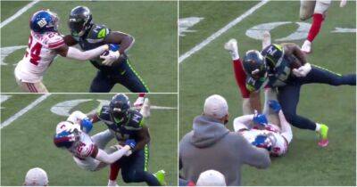 Pete Carroll - Russell Wilson - Bobby Wagner - Throwback to DK Metcalf's insane stiff arm from 2020 after his contract extension - givemesport.com - New York - Los Angeles -  Seattle