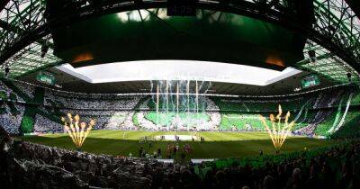 Celtic fans unveil spectacular full stadium tifo as champions met with stunning flag day celebration