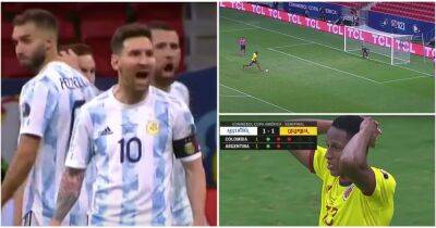 Lionel Messi - Emiliano Martinez - Angel Di-Maria - Leo Messi - Yerry Mina - Luis Díaz - Lautaro Martinez - Paris Saint-Germain - Lionel Messi's reaction to Yerry Mina's Copa America penalty miss was savage - givemesport.com - Germany - Brazil - Colombia - Usa - Argentina - Chile