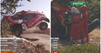 F1 ace Carlos Sainz's dad taken to hospital after car rolls over in heavy Extreme E crash