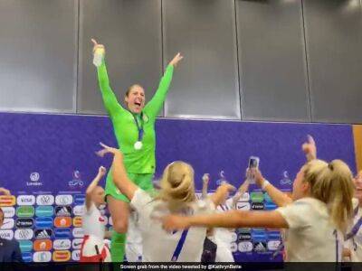 Ella Toone - Mary Earps - Chloe Kelly - Merle Frohms - Lina Magull - Watch: "It's Coming Home", Singing England Footballers Gatecrash Press Conference After Winning Women's Euro - sports.ndtv.com - Britain - Germany - Italy