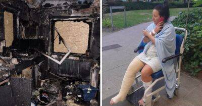 Woman's horror as she wakes up choking moments before explosion tears her home apart