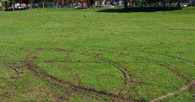 Police search for vandal driver who ripped up popular football pitch