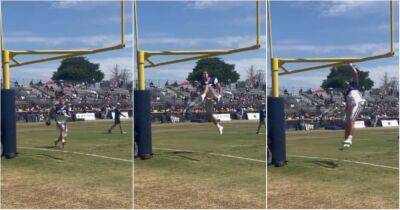 Dallas Cowboys' Leighton Vander Esch pulls off insane between-the-legs goalpost dunk