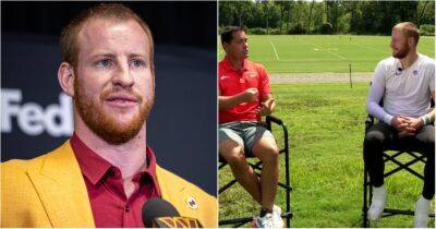 Washington Commanders QB Carson Wentz keeps emotions in check during brutal interview