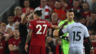Liverpool 1-1 Crystal Palace: Darwin Nunez gets sent off for a headbutt on his home debut as hosts are held
