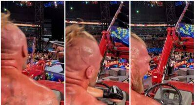 Brock Lesnar's POV angle from tractor spot with Roman Reigns at SummerSlam