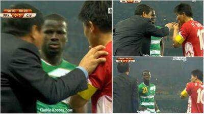 Emannuel Eboue's comical attempt to find out North Korean tactical change in 2010 World Cup