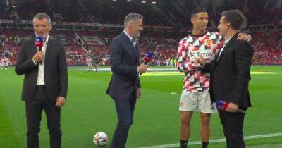 Cristiano Ronaldo in on air Manchester United reunion with Roy Keane and Gary Neville as he crashes Liverpool pre match