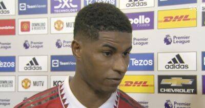 Marcus Rashford reacts to Manchester United’s tactical change involving Anthony Martial vs Liverpool