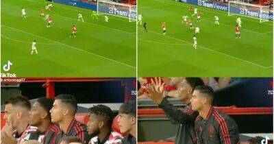 Cristiano Ronaldo - Marcus Rashford - Jadon Sancho - Roy Keane - Cristiano Ronaldo’s reaction to Jadon Sancho goal during Man Utd 2-1 Liverpool goes viral - givemesport.com - Manchester -  Sancho
