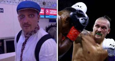 Oleksandr Usyk spotted with two black eyes at the airport after Anthony Joshua masterclass