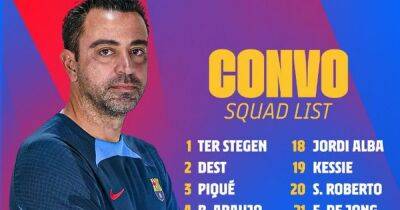 Barcelona confirm 27-man squad to play Man City including Lewandowski and Torres
