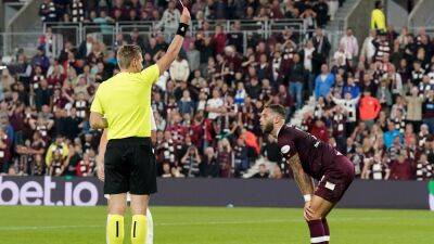 Ten-man Hearts crash out of Europa League after Jorge Grant’s red card