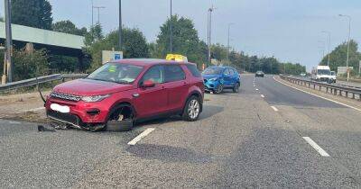 Mercedes driver causes three car crash on M60 after 'attempting late exit'