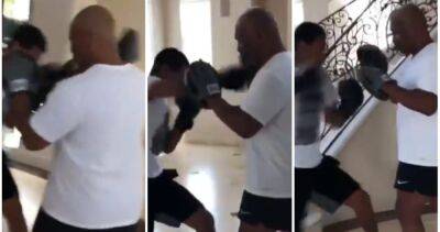 Mike Tyson - Chris Eubank - Mike Tyson's son showing serious speed & power on pads in 2018 - givemesport.com