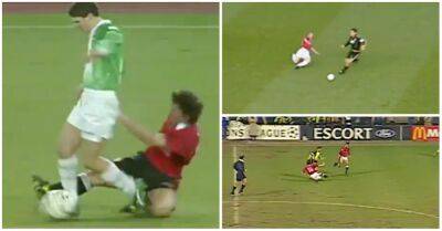 Roy Keane: Footage of Man United legend perfecting the slide tackle