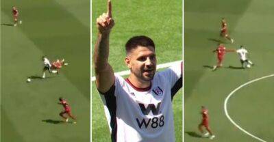 Aleksandar Mitrovic mugged off two Liverpool players in seconds for Fulham