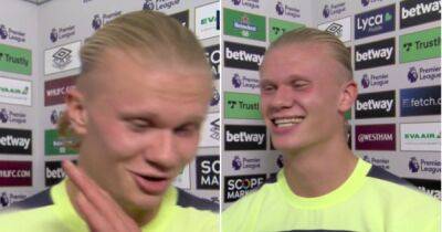 Erling Haaland swears twice during Sky Sports interview after debut brace for Manchester City