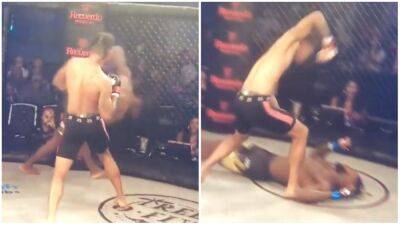 MMA fighter lands huge KO that makes his opponent do a full 360 spin in crazy scenes