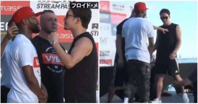 Floyd Mayweather's bodyguard shoves RIZIN MMA star Mikuru Asakura during intense faceoff