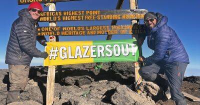 Manchester United fans unfurl ‘Glazers Out’ banner at summit of Mount Kilimanjaro