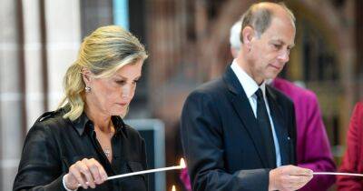 Earl and Countess of Wessex light candle in memory of Queen Elizabeth II during poignant visit to Manchester